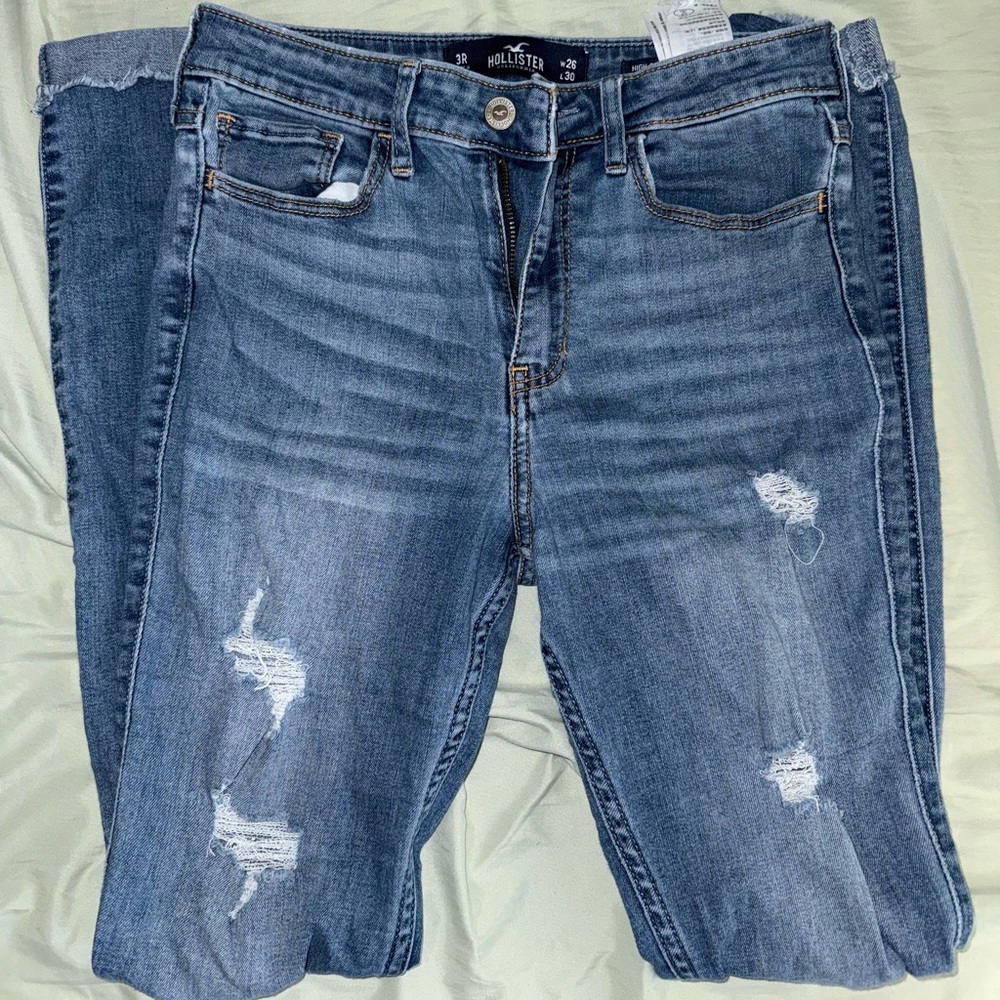 Hollister Blue Skinny Jeans with Distressed Details